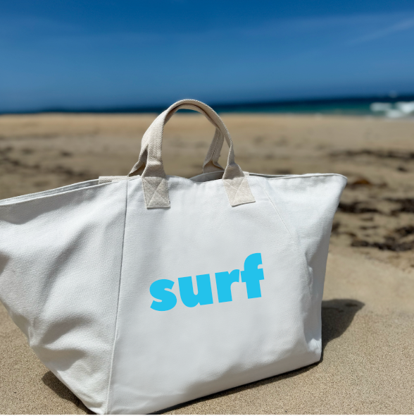Natural Chelsea Bag with SURF in Capri Blue - Quilted Koala