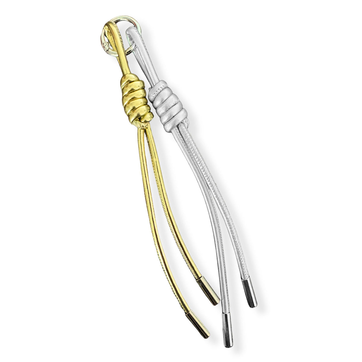 Vegan Leather Bag Charm - Gold & Silver Strands.