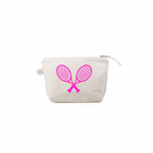 Tennis Racquets Makeup Bag - Natural and Pink - Quilted Koala