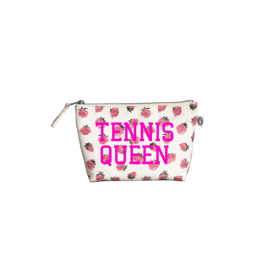 Tennis Queen Makeup Bag - White Floral - Quilted Koala