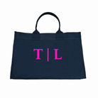 NEW! Anywhere Bag with Trolley Sleeve in Navy SPLIT LETTER MONOGRAM - Quilted Koala