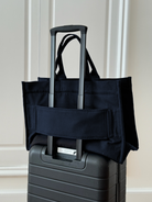 NEW! Anywhere Bag with Trolley Sleeve in Navy MONOGRAM STRIPE - Quilted Koala