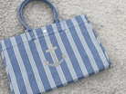 East West Bag - Blue Ticking Stripes - Quilted Koala