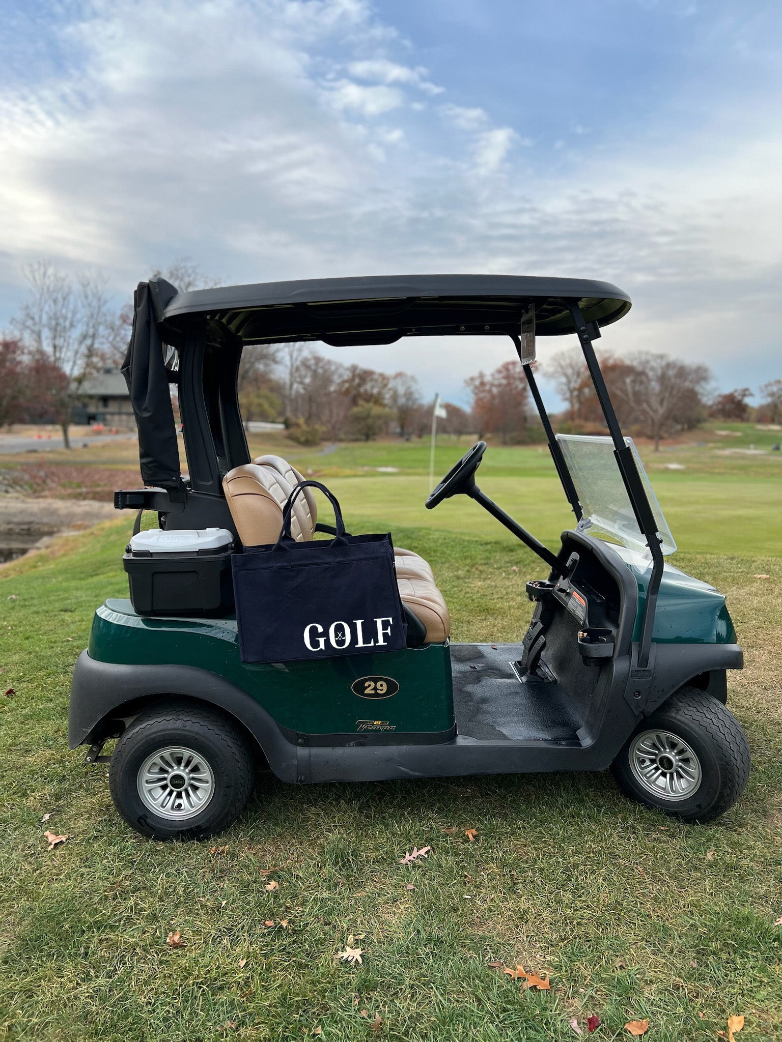 Golf Cart Anywhere Bag in Navy with White Matte GOLF - Quilted Koala