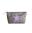 Clutch Bag: Grey Leopard with Lilac Matte Star - Quilted Koala