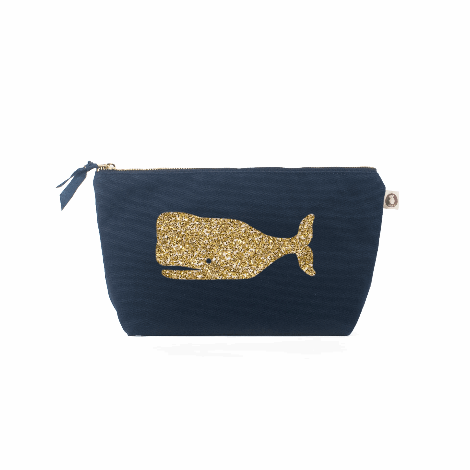 Clutch Bag: Navy with Gold Whale - Quilted Koala
