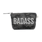 BADASS Makeup Bag Black Camo with Silver Glitter - Quilted Koala