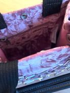 Pink Velvet Mini Luxe North South + FREE Navy/Wine Geo Strap - Quilted Koala