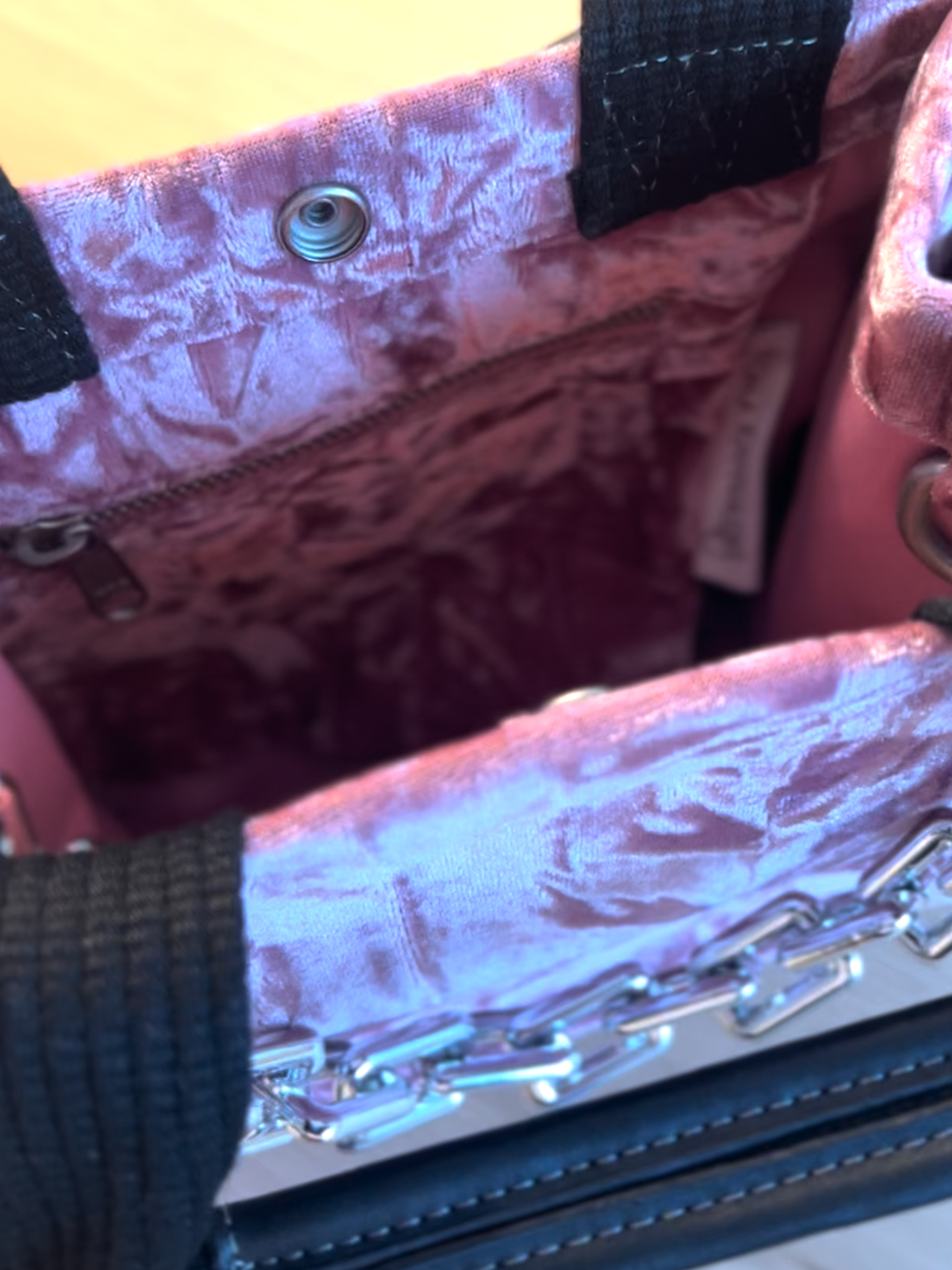 Pink Velvet Mini Luxe North South + FREE Navy/Wine Geo Strap - Quilted Koala