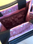 Pink Velvet Mini Luxe North South + FREE Navy/Wine Geo Strap - Quilted Koala