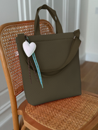 Olive Neoprene Town Bag with Heart Paracord Charm - Quilted Koala