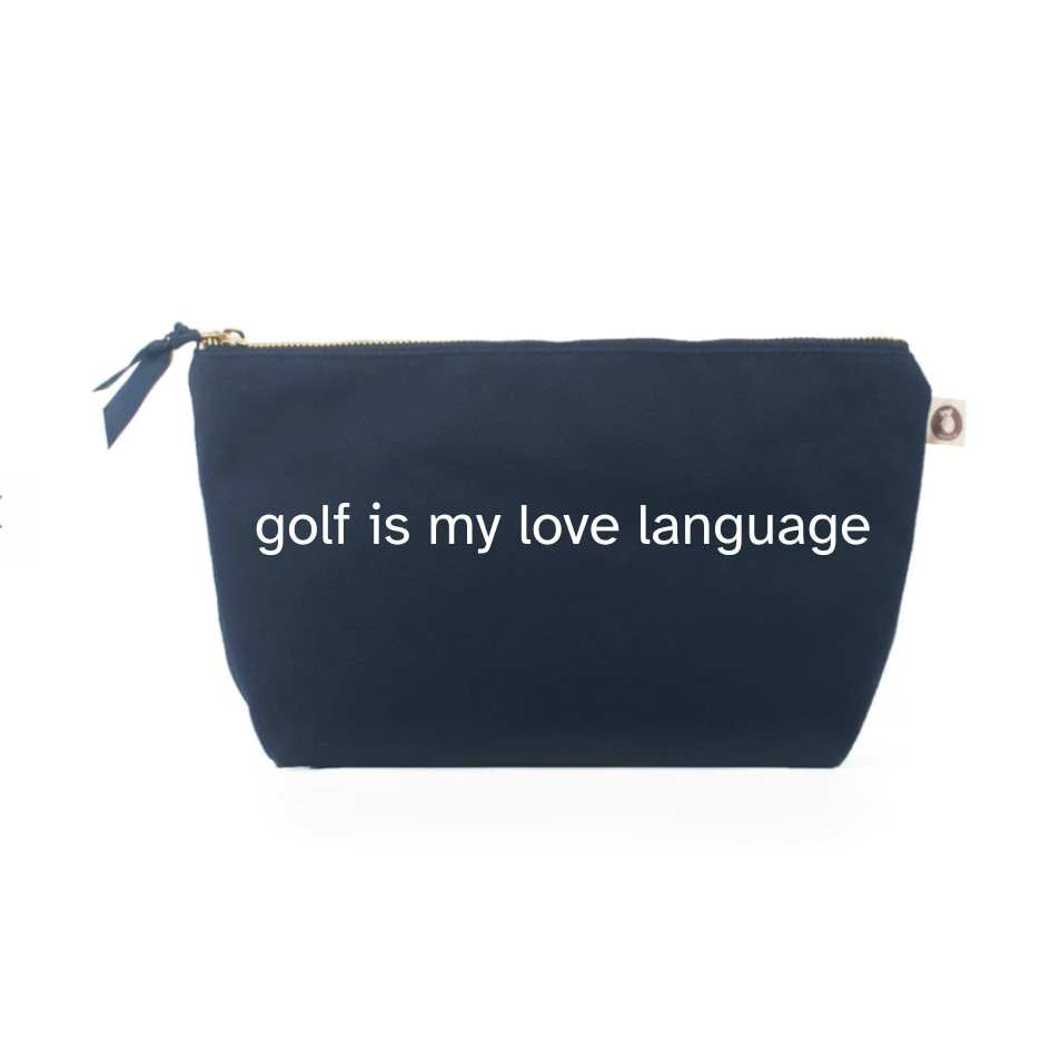 Golf is My Love Langauge Navy Makeup Bag - NEW! - Quilted Koala