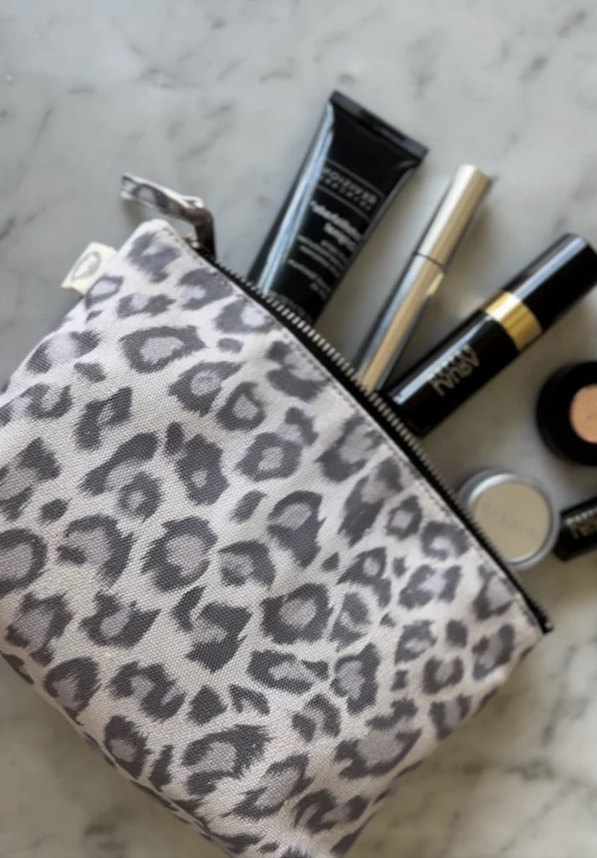 Makeup Bag Basics - Grey Leopard - Quilted Koala