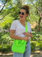 Midi Town Crossbody Bag:  NEON Green Neoprene - Quilted Koala