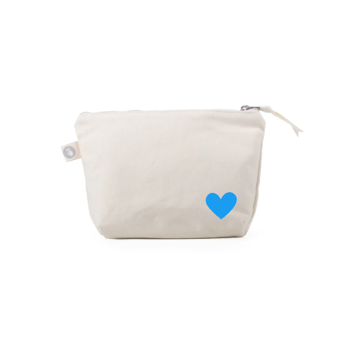 Natural Makeup Bag with Aqua Heart NEW! - Quilted Koala