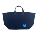 Navy Chelsea Bag with Aqua Heart - Quilted Koala