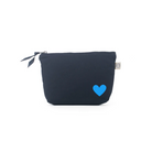 Navy Makeup Bag with Aqua Heart - NEW! - Quilted Koala