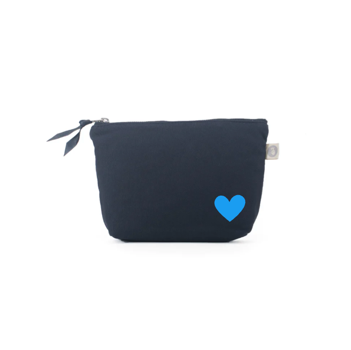 Navy Makeup Bag with Capri Blue Heart - NEW! - Quilted Koala