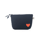 Navy Makeup Bag with Tangerine Heart - NEW! - Quilted Koala