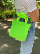 Midi Town Crossbody Bag:  NEON Green Neoprene - Quilted Koala