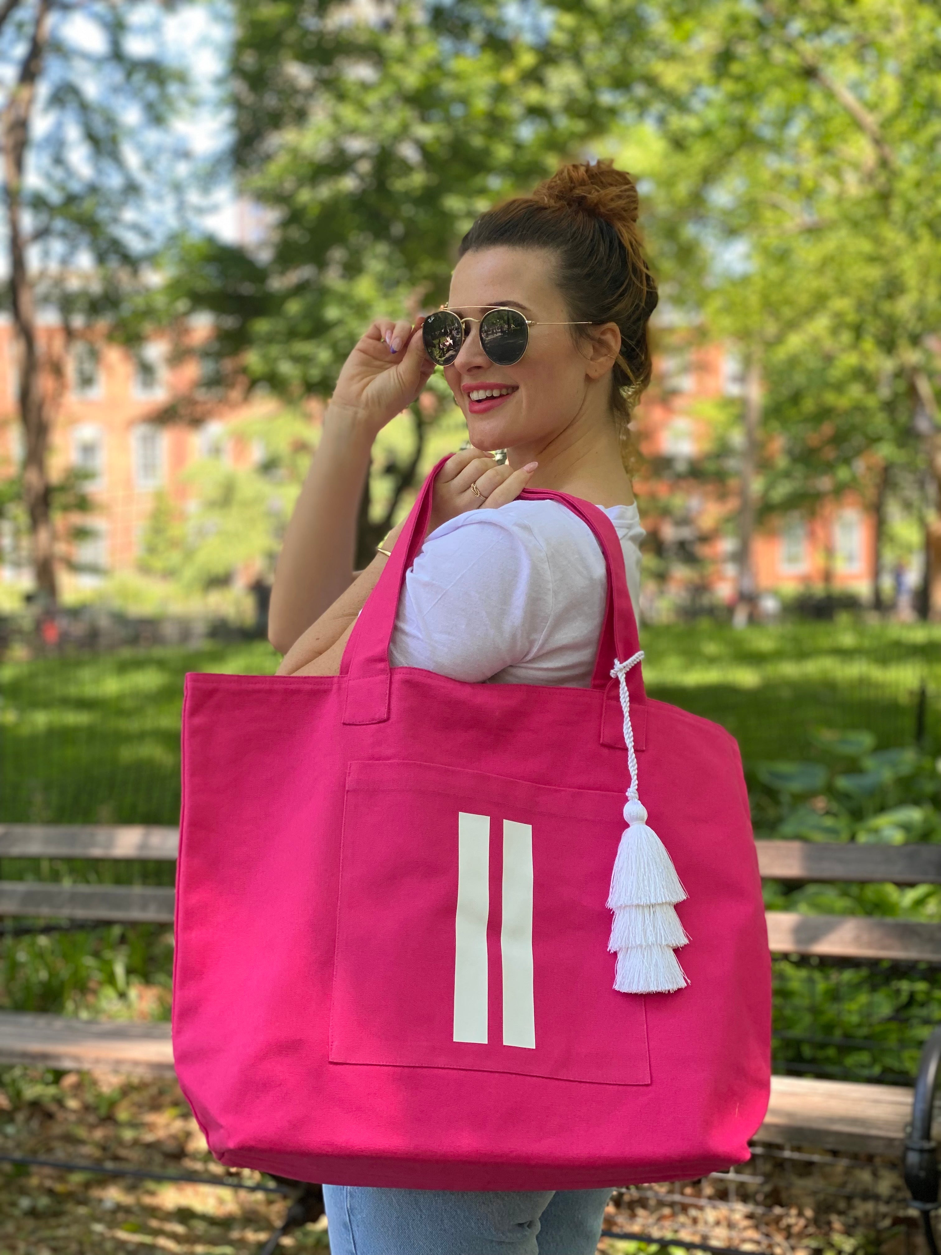 Boho Pink Quilted Weekend Bag, Block Print