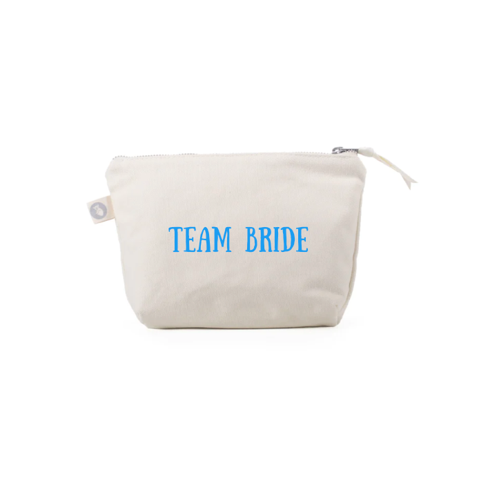 TEAM BRIDE Makeup Bag: Natural with Capri Blue - NEW - Quilted Koala