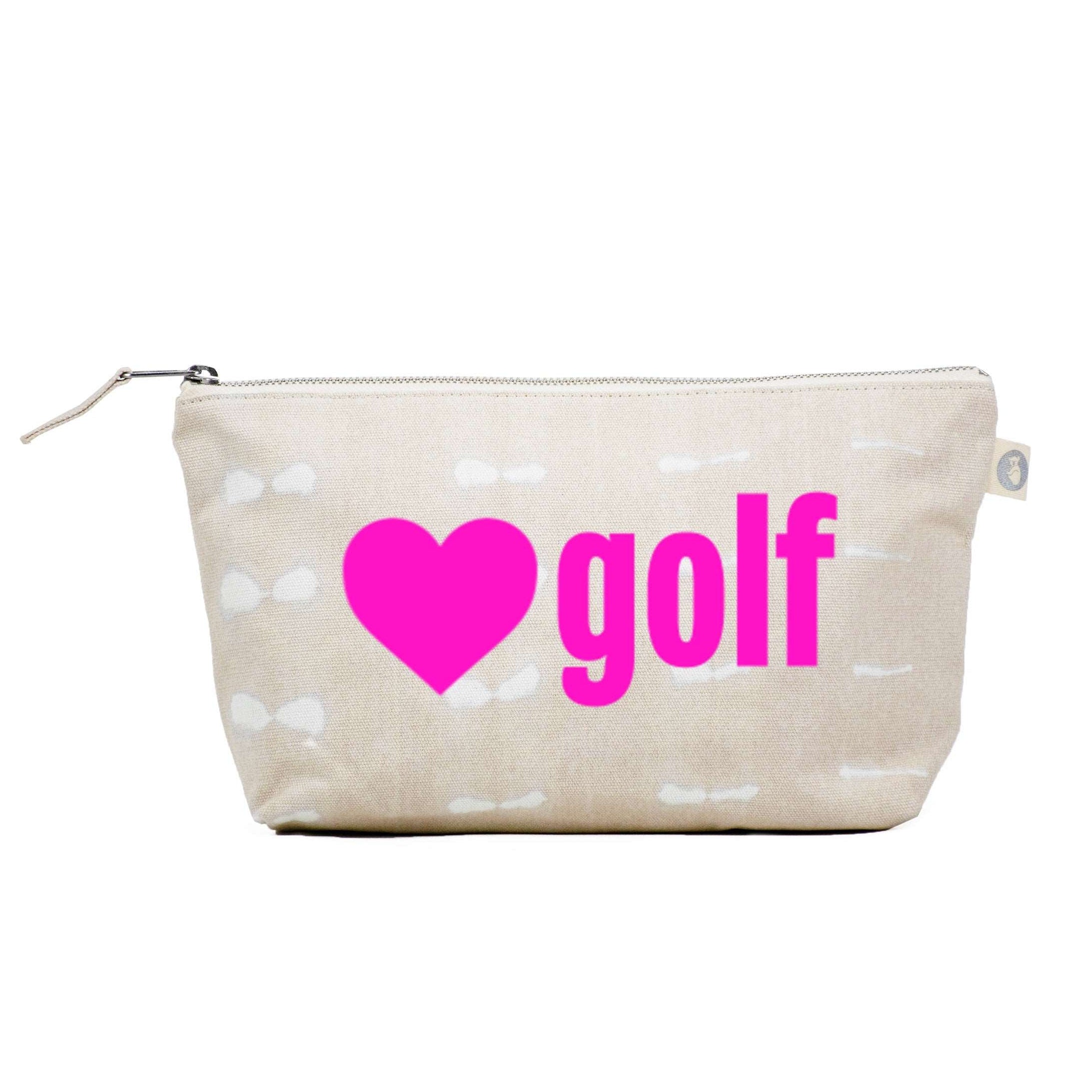 Clutch Bag Stone Shibori with Neon Pink Matte Heart Golf - Quilted Koala
