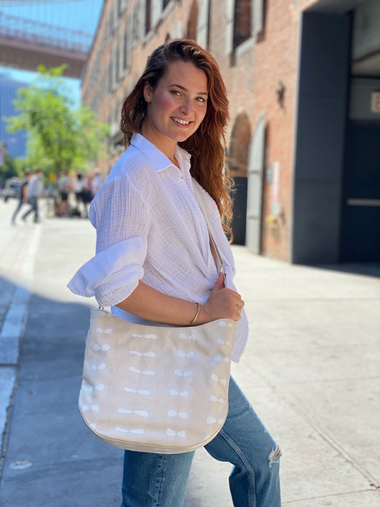 Stone Shibori City Bag with Tans and White IMAGINE Strap Only $38 + FREE Strap (a $168 value) - Quilted Koala