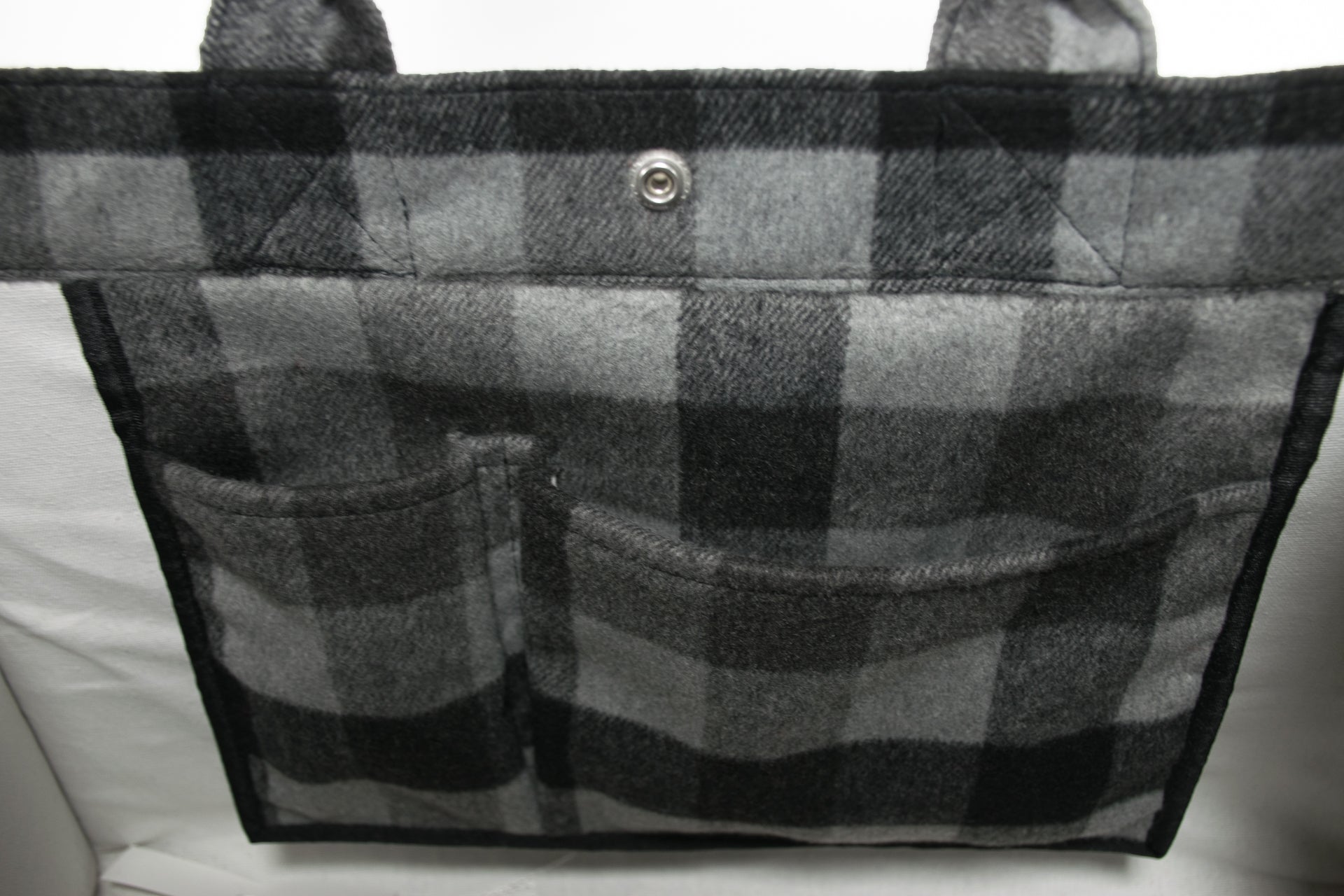 grey checkered bag