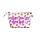 White Floral Makeup Bag Neon Pink LOVE YOU MORE THAN TEQUILA - Quilted Koala