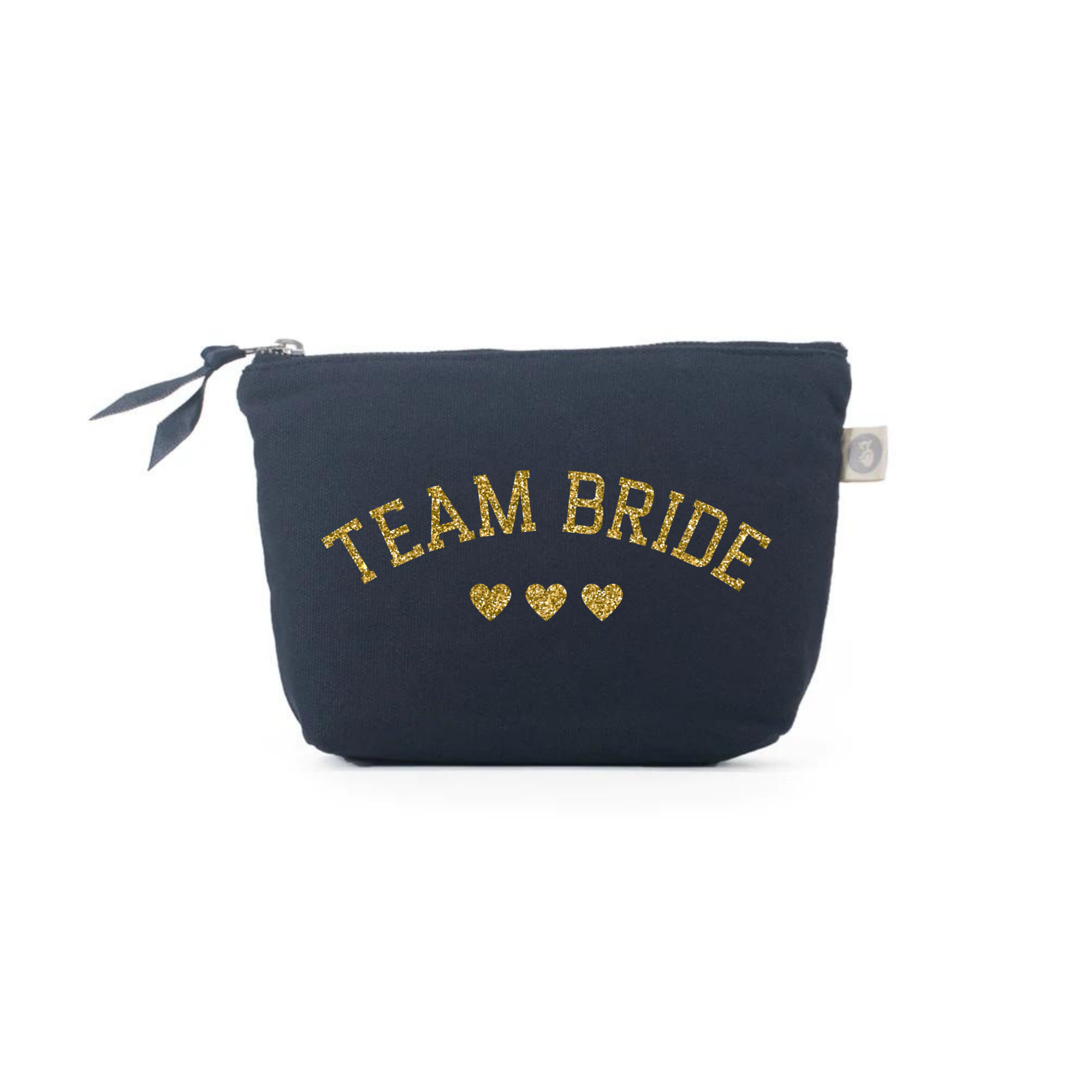 Navy Makeup Bag Gold Glitter Team Bride - Quilted Koala