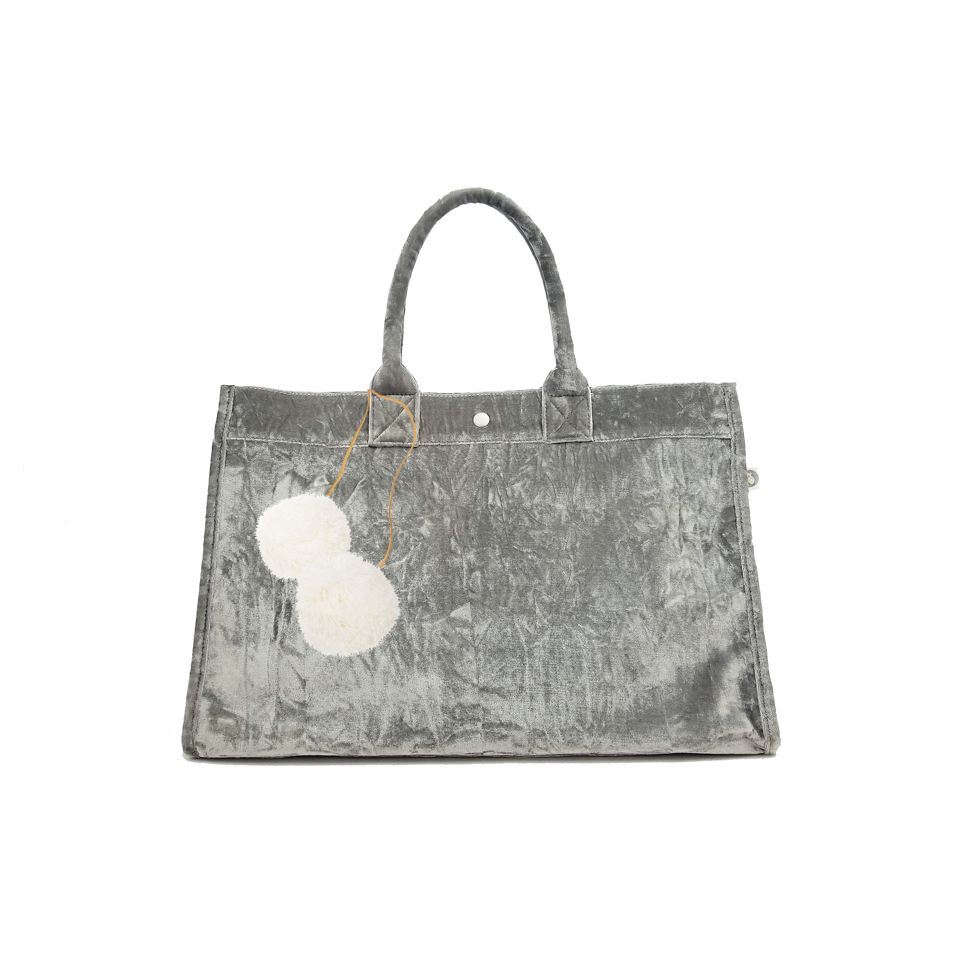 Grey Crushed Velvet East West Bag - Quilted Koala