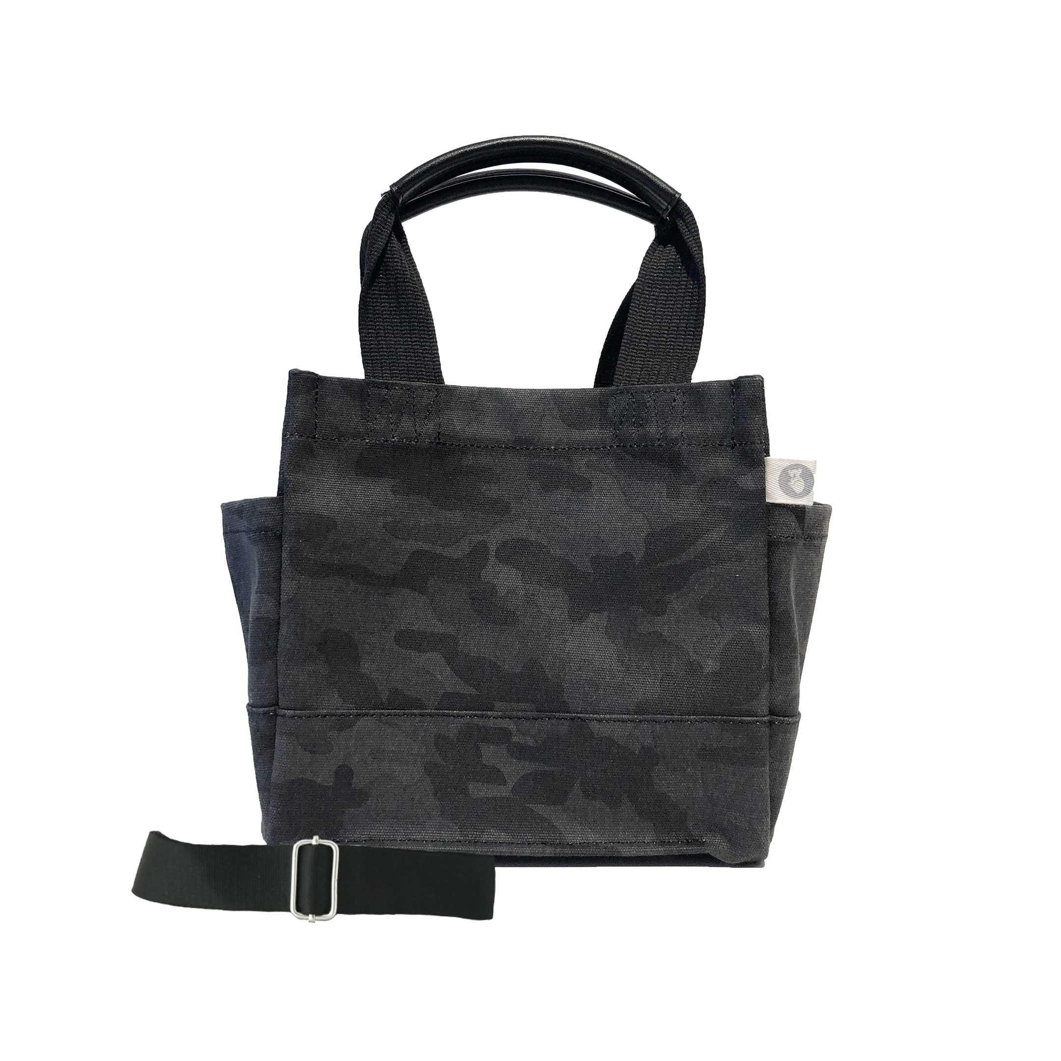 Mini Luxe North South Bag: Black Camouflage with Color Stripes - Quilted Koala