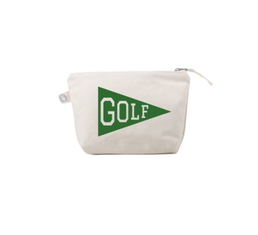 Makeup Bag Natural with Kelly Green Matte Golf Flag - Quilted Koala