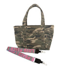 Split Letter Monogram - Midi Zipper Tote: Green Camo - Quilted Koala