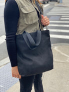 Town Crossbody Bag: Black Vegan Suede - Quilted Koala