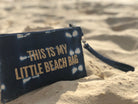 Mini Luxe Clutch Wristlet: Blue Shibori Gold Glitter "This is my Little Beach Bag" - Quilted Koala