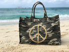 East-West Bag Green Camouflage with Jumbo Peace Sign - Quilted Koala