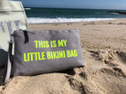 Luxe Clutch Grey with Neon Yellow "This is My Little Bikini Bag" - Quilted Koala