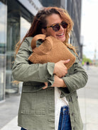 Midi Town Crossbody Bag: Mocha Sherpa - Quilted Koala