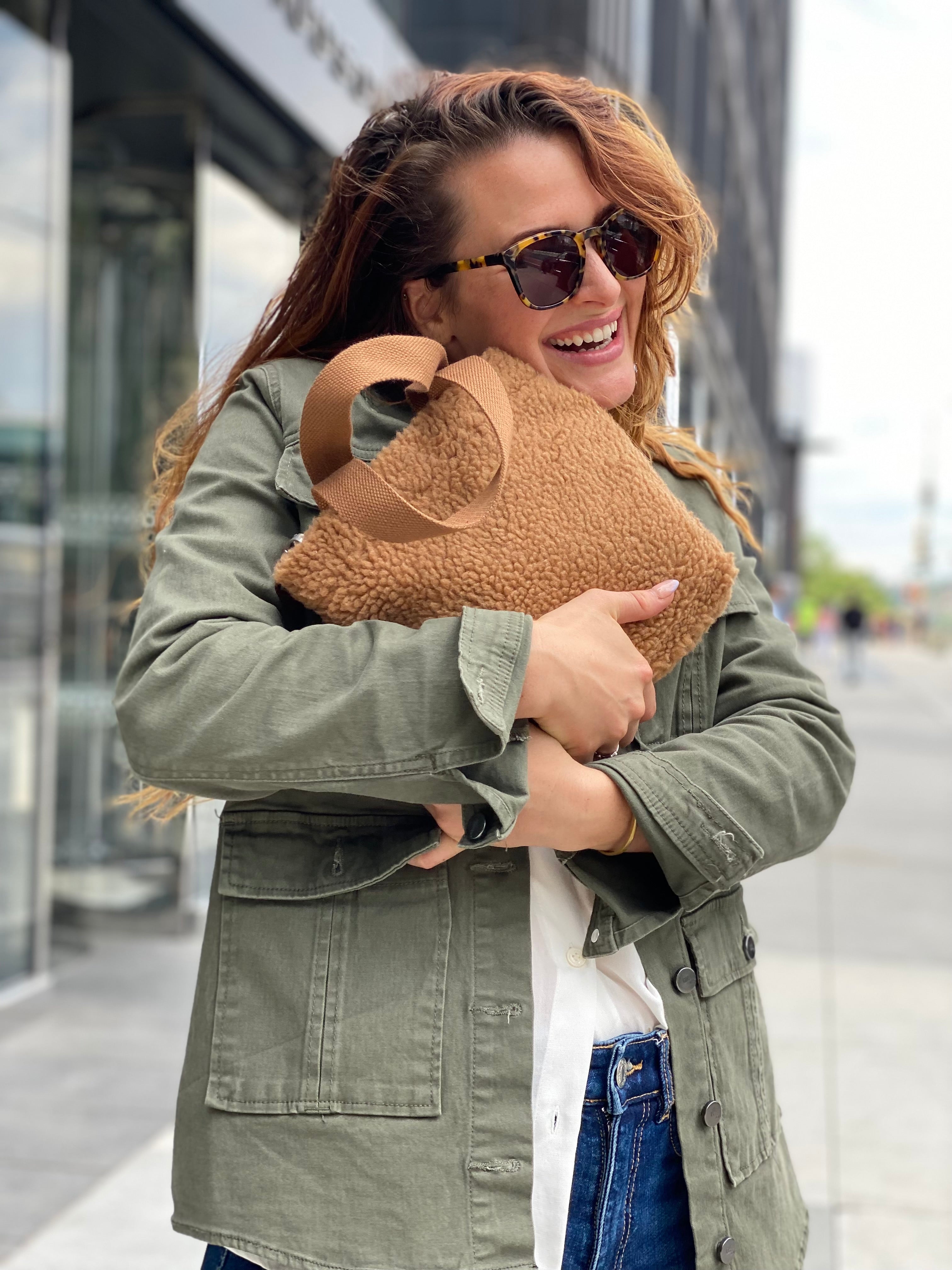 Midi Town Crossbody Bag: Mocha Sherpa - Quilted Koala