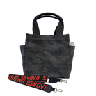 Mini Luxe North South Bag: Black Camouflage with Color Stripes - Quilted Koala