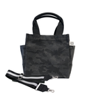 Mini Luxe North South Bag: Black Camouflage with Color Stripes - Quilted Koala