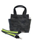 Mini Luxe North South Bag: Black Camouflage with Color Stripes - Quilted Koala