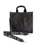 Monogram Stripe: Luxe North South Bag- Black Leopard - Quilted Koala