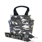 Grey Camo Mini Luxe North South +  Black/Silver LOVE Luxe Strap - Quilted Koala
