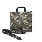 Split Letter Monogram Green Camo North South Bag with Stripe Strap - Quilted Koala