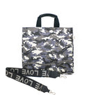 Split Letter Monogram Grey Camo North South Bag with Stripe Strap - Quilted Koala