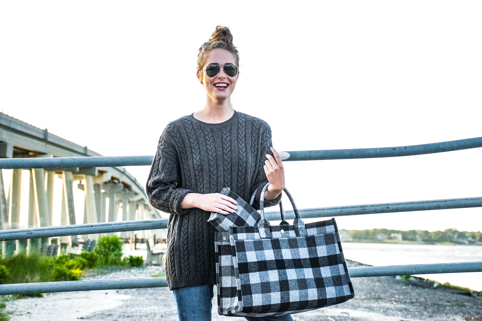 East West Bag: Grey Flannel Plaid – Quilted Koala