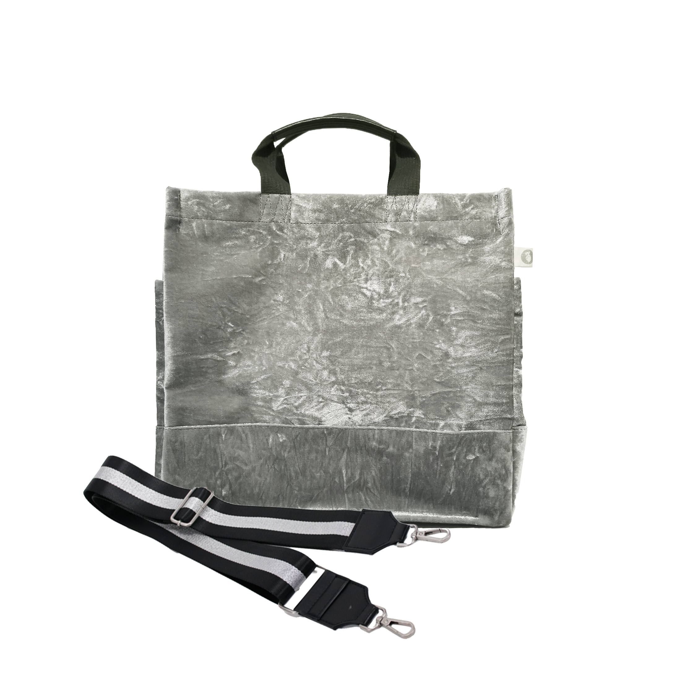 Split Letter Monogram Grey Crushed Velvet North South Bag - Quilted Koala